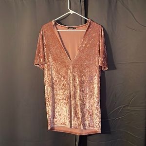 Pink velvet mini dress/ long shirt